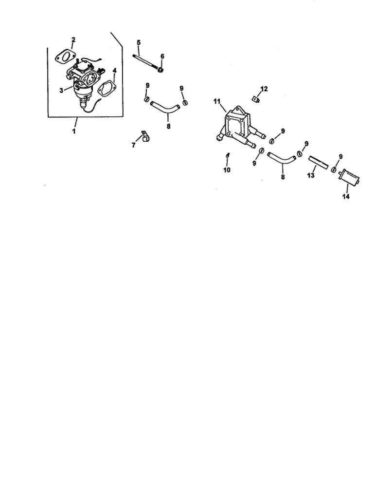 Fuel System Diagram and Parts List for CV22S-67544  Kohler Engine