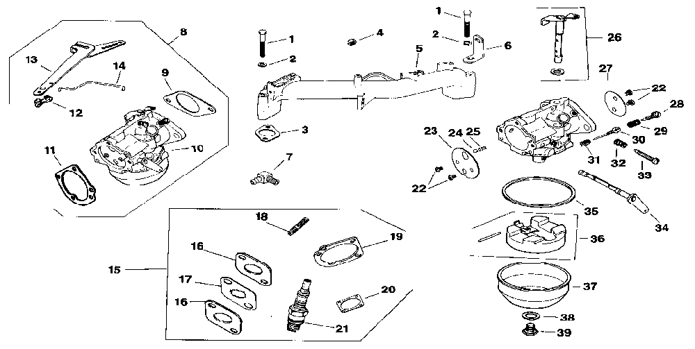 Carburetor Diagram and Parts List for M20QS-49634  Kohler Engine