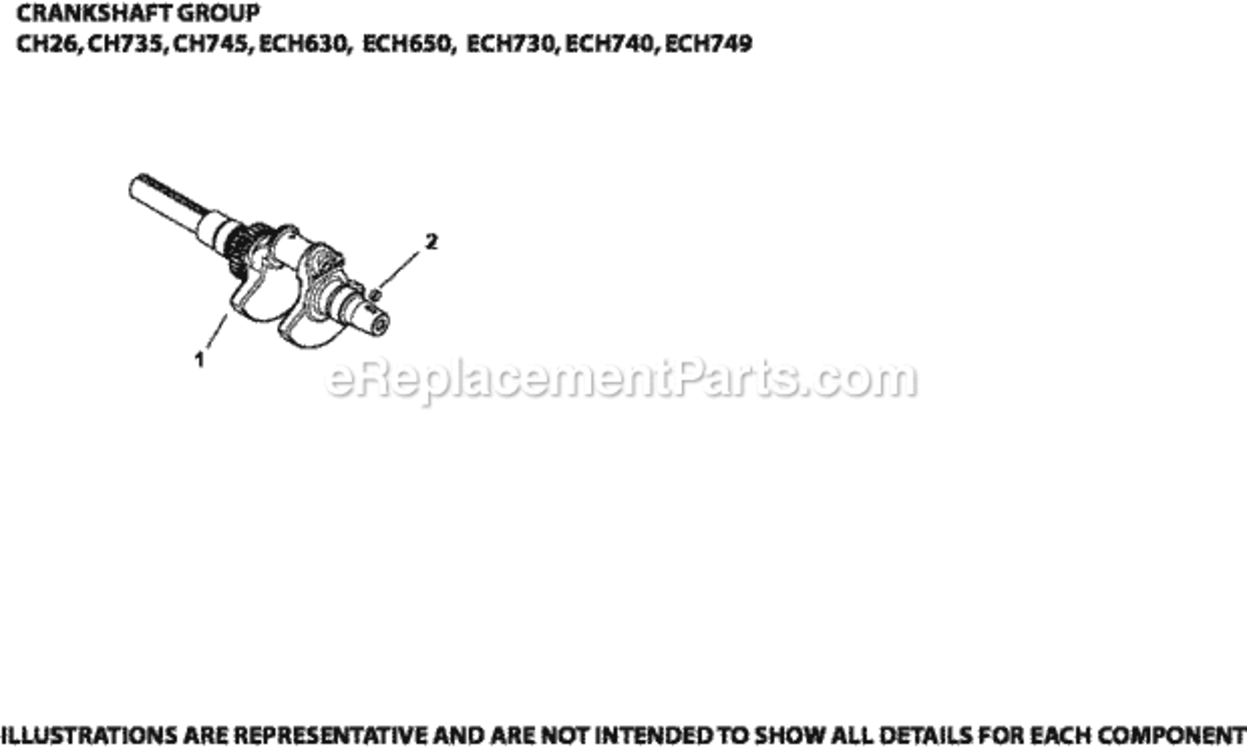 Crankshaft_Group_1-24-76_Ech630-749 Diagram and Parts List for ECH630-3004  Kohler Engine