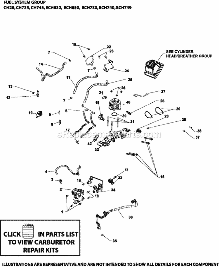 Page H Diagram and Parts List for ECH730-3037  Kohler Engine
