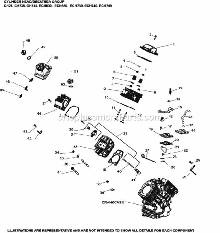 Cylinder_HeadBreather_Group_4-24-782_Ech630-749 Diagram and Parts List for ECH730-3040  Kohler Engine