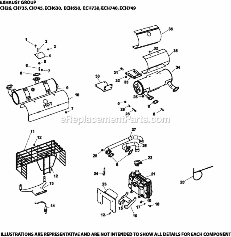 Page F Diagram and Parts List for ECH740-3024  Kohler Engine