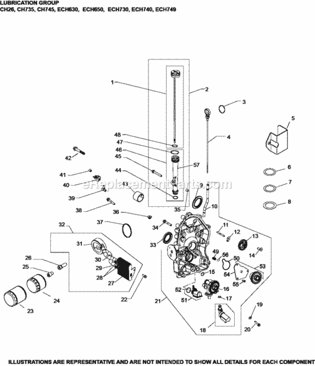 Lubrication_Group_3-24-872_Ech630-749 Diagram and Parts List for ECH740-3028  Kohler Engine