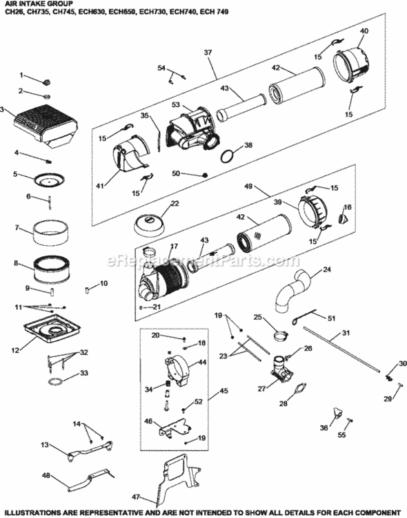 Air_Intake_Group_10-24-480_Ech630-749 Diagram and Parts List for ECH740-3028  Kohler Engine