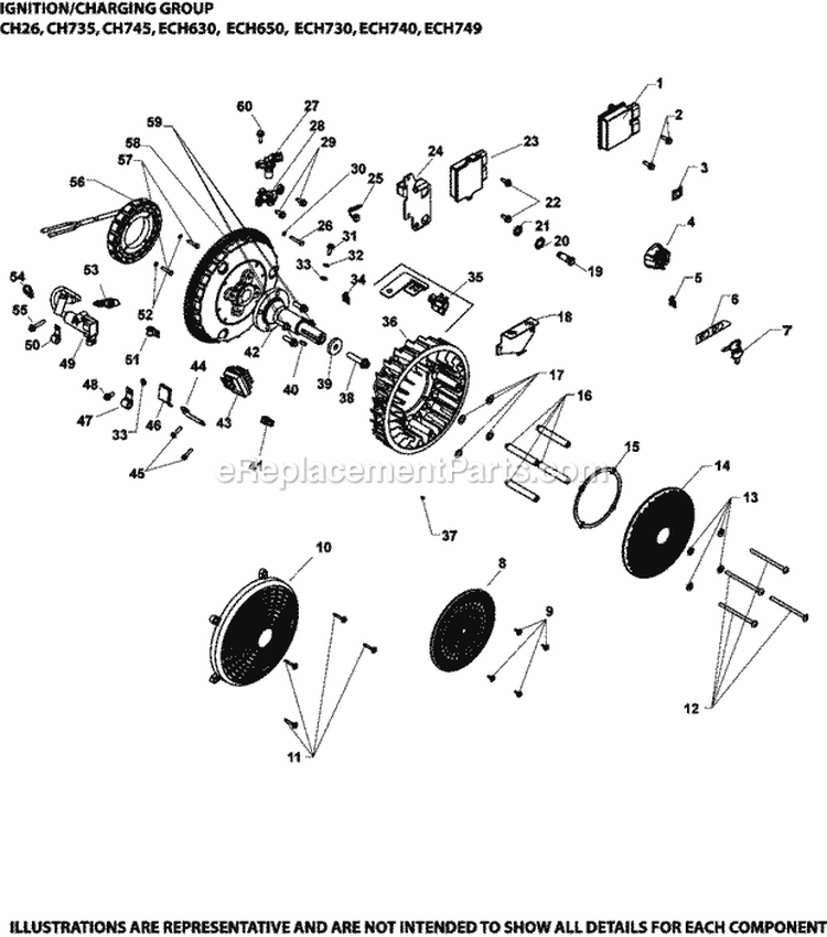 Page K Diagram and Parts List for ECH680-3013  Kohler Engine