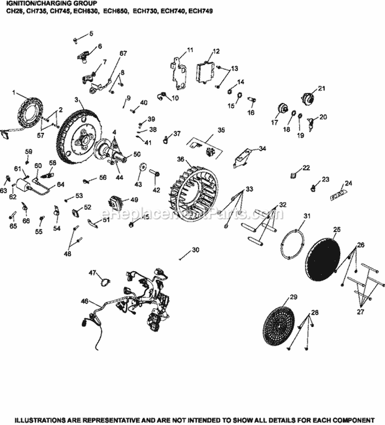 Page M Diagram and Parts List for ECH749-3019  Kohler Engine