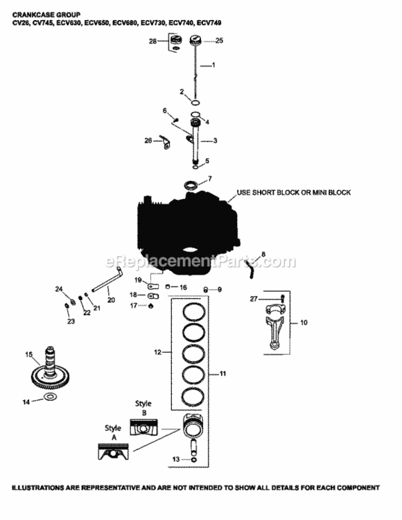 Crankcase_Group_2-24-373_Ecv630-749 Diagram and Parts List for ECV630-3011  Kohler Engine
