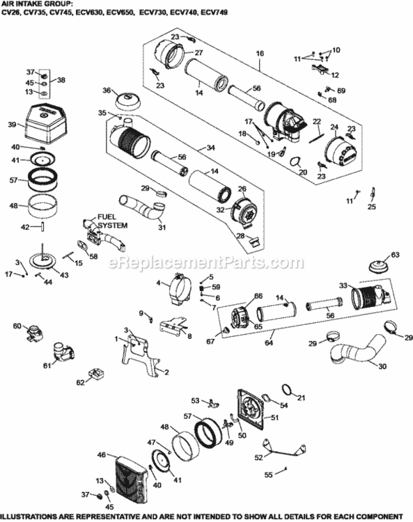 Air_Intake_Group_10-24-366_Ecv630-749 Diagram and Parts List for ECV730-3021  Kohler Engine