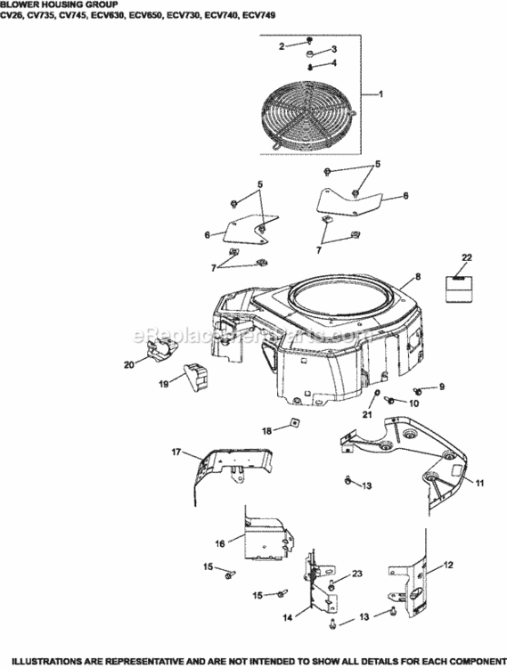 Blower_Housing_Group_6-24-456_Ecv630-749 Diagram and Parts List for ECV730-3021  Kohler Engine
