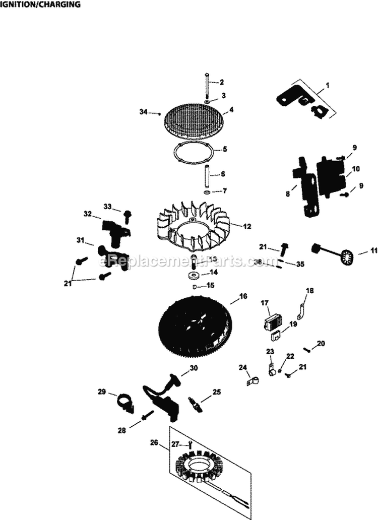 Page K Diagram and Parts List for ECV680-3001  Kohler Engine