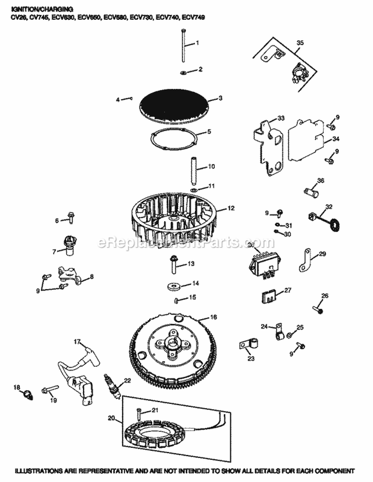 Page K Diagram and Parts List for ECV749-3020  Kohler Engine
