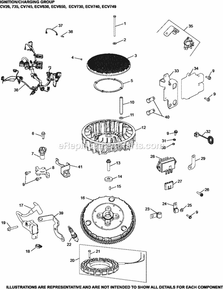 Page K Diagram and Parts List for ECV650-3011  Kohler Engine