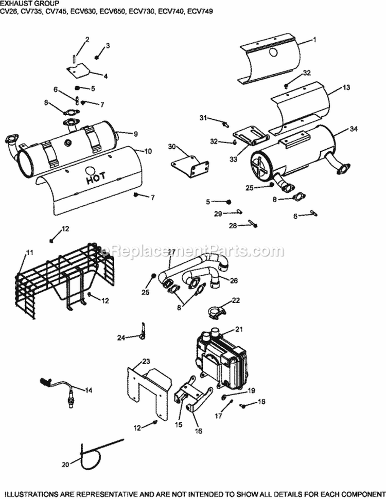 Page F Diagram and Parts List for ECV749-3022  Kohler Engine