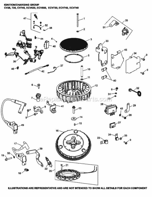 IgnitionCharging_Group_5-24-1461_Ecv630-749 Diagram and Parts List for ECV749-3040  Kohler Engine