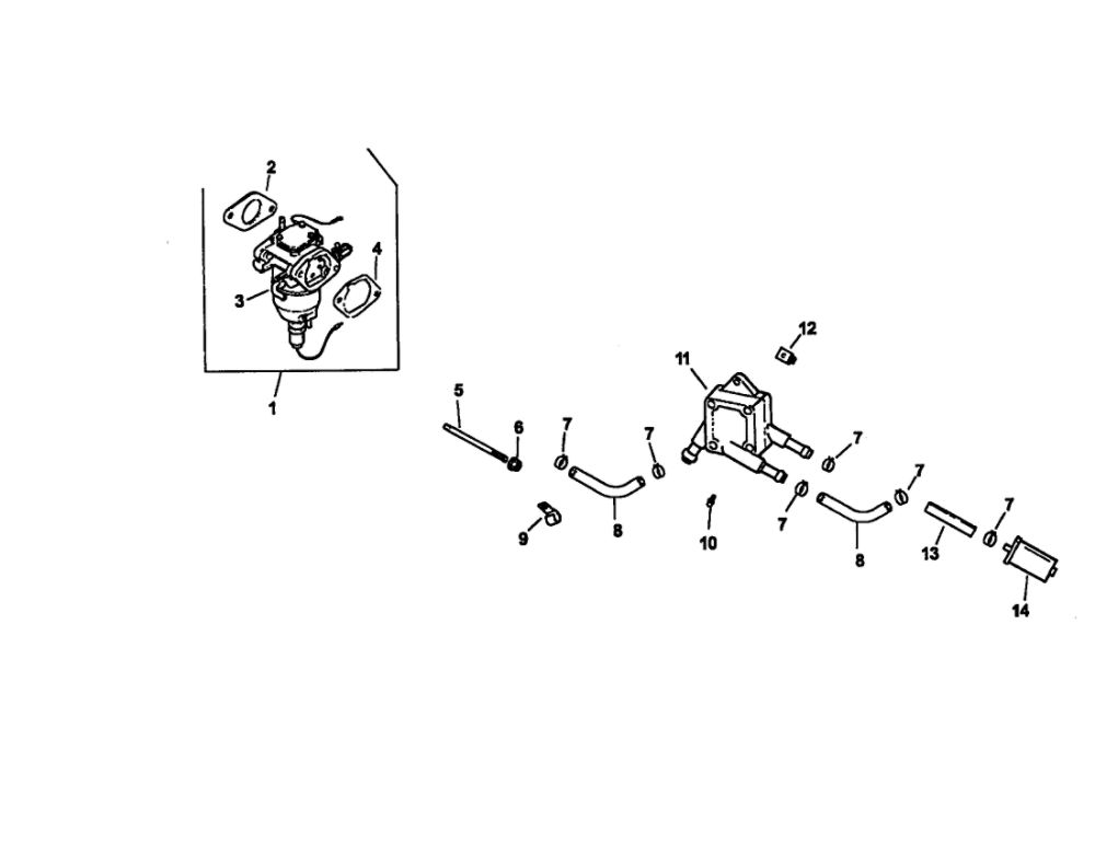 Fuel System Diagram and Parts List for CV22S-67551  Kohler Engine