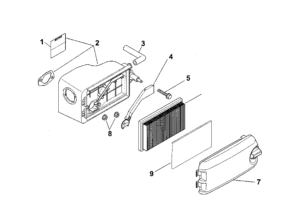 Air intake/filtration Diagram and Parts List for XT149-3311-ED  Kohler Engine