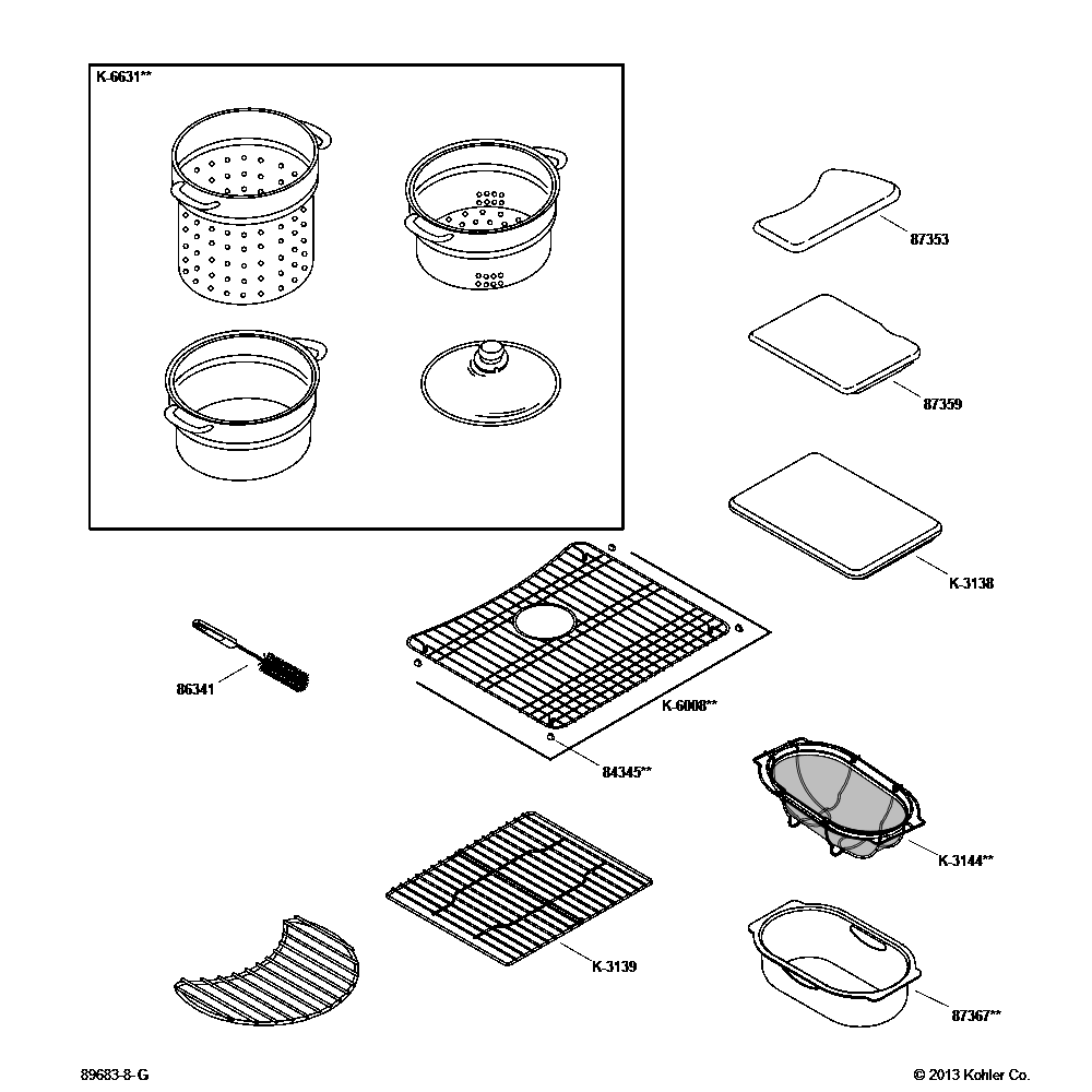 Sink Accessories Diagram and Parts List for K-6008-0  Kohler Miscellaneous