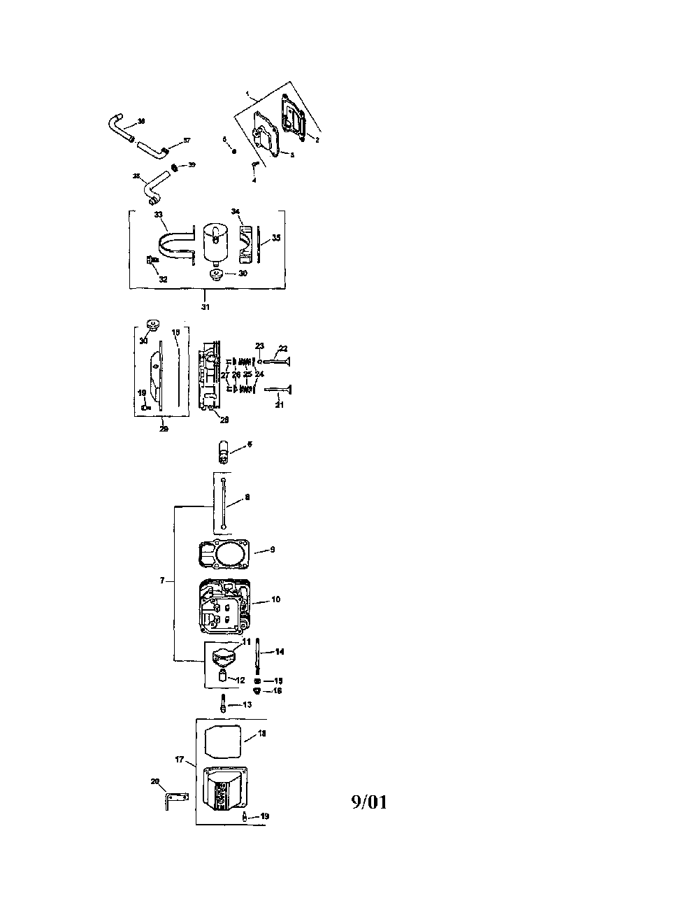 Cylinder head valve and breather Diagram and Parts List for CV26S-69540  Kohler Engine