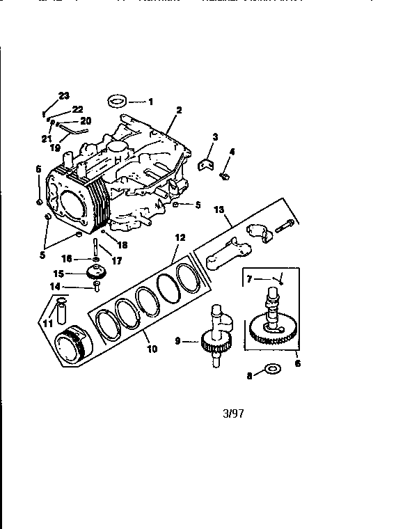 Crankcase Diagram and Parts List for CV15S-41519  Kohler Engine