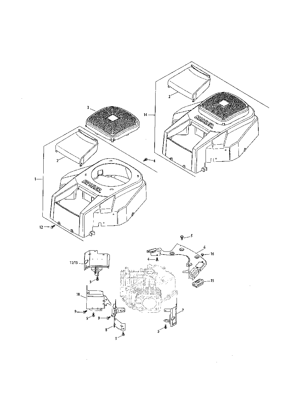 Blower housing/baffles Diagram and Parts List for 752KSV7353024  Kohler Engine