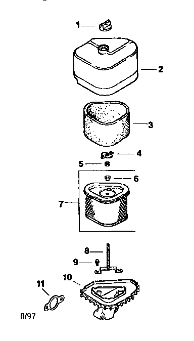 Air intake Diagram and Parts List for CV15S-41565  Kohler Engine