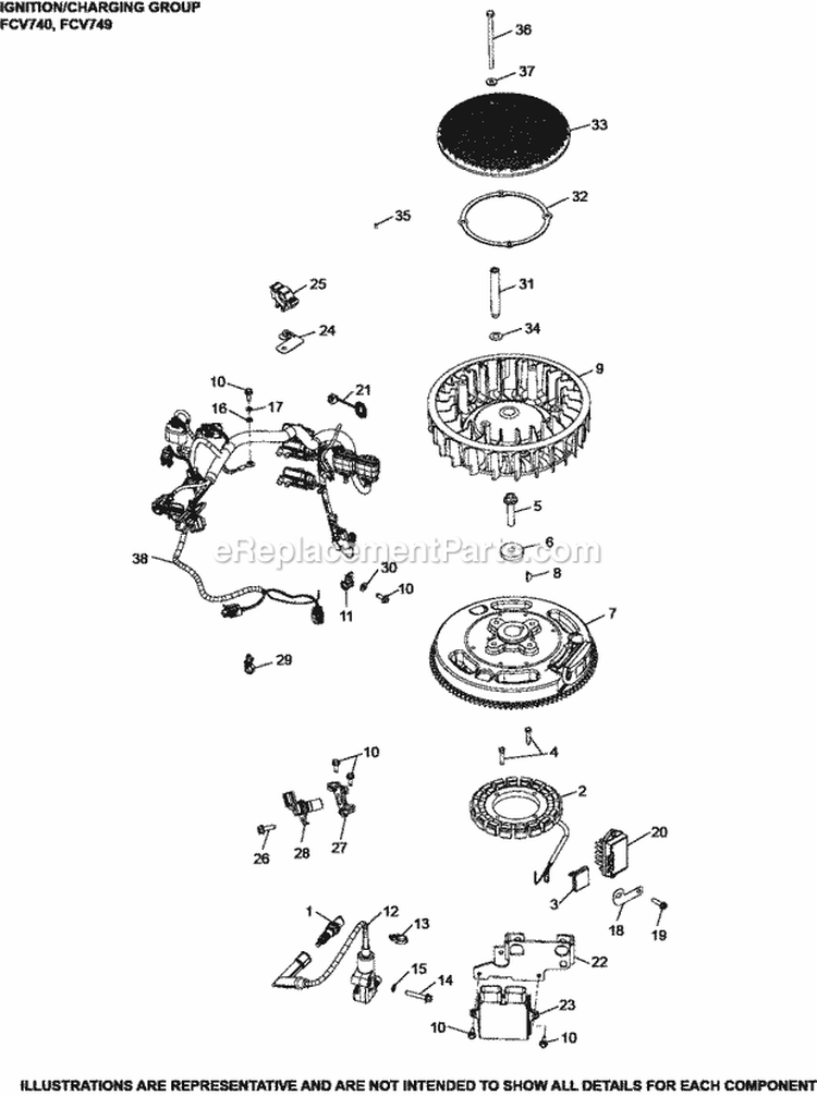 Page K Diagram and Parts List for FCV740-3011  Kohler Engine