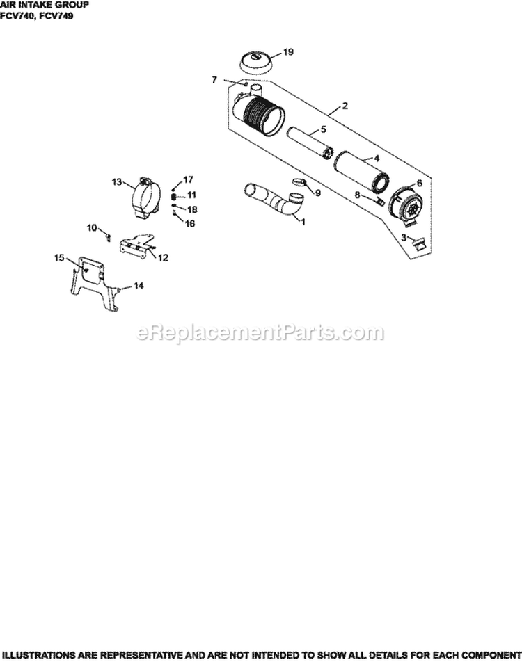 Page B Diagram and Parts List for FCV740-3011  Kohler Engine