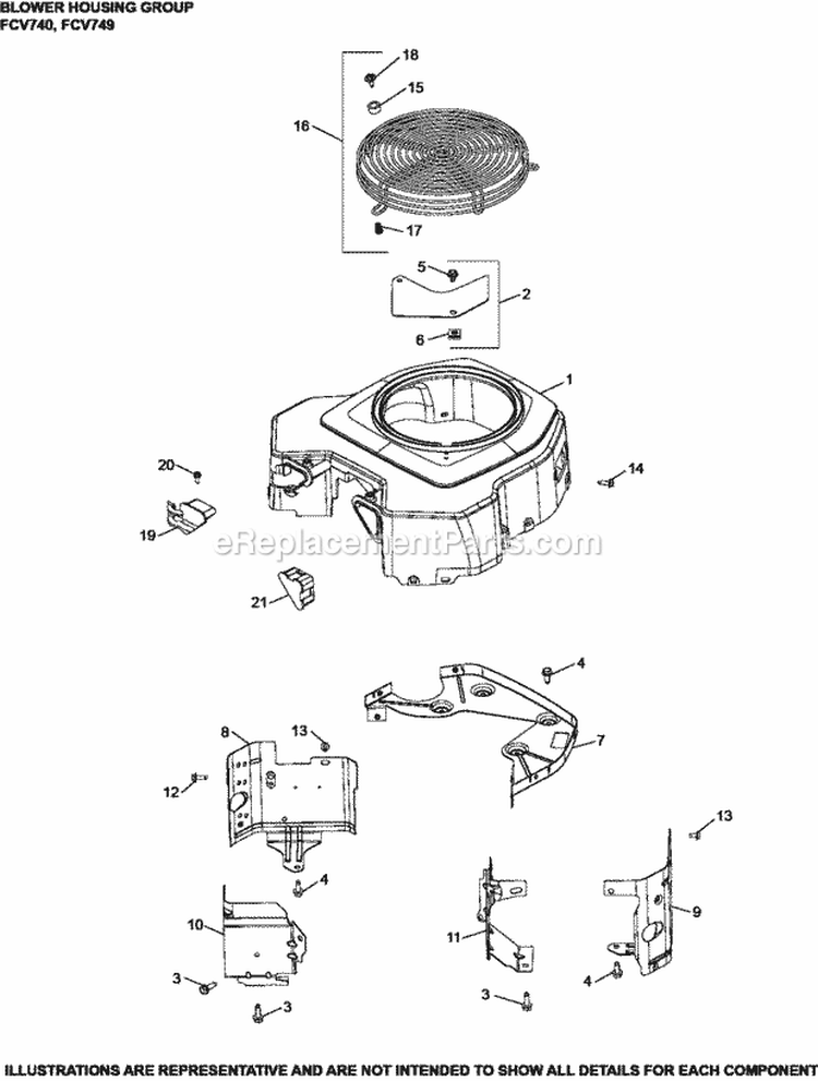 Page C Diagram and Parts List for FCV740-3011  Kohler Engine