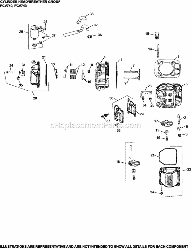 Page F Diagram and Parts List for FCV740-3011  Kohler Engine