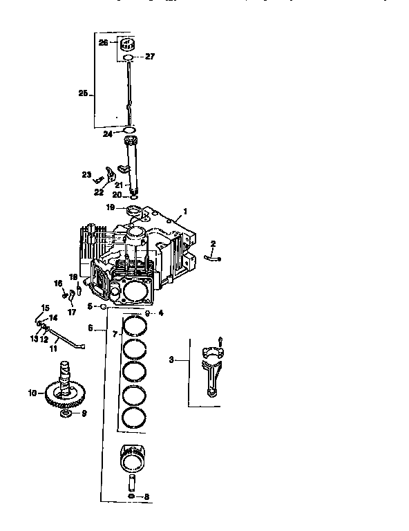 Crankcase Diagram and Parts List for CV18S-61533  Kohler Engine