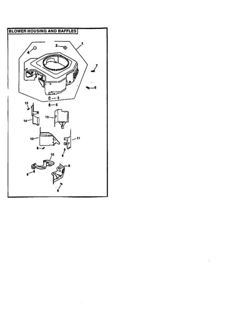 Blower Housing And Baffles Diagram and Parts List for CV22S-75534  Kohler Engine