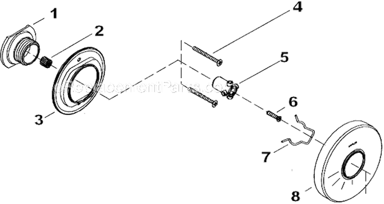 Page B Diagram and Parts List for K-T10943-4  Kohler Thermostat Parts