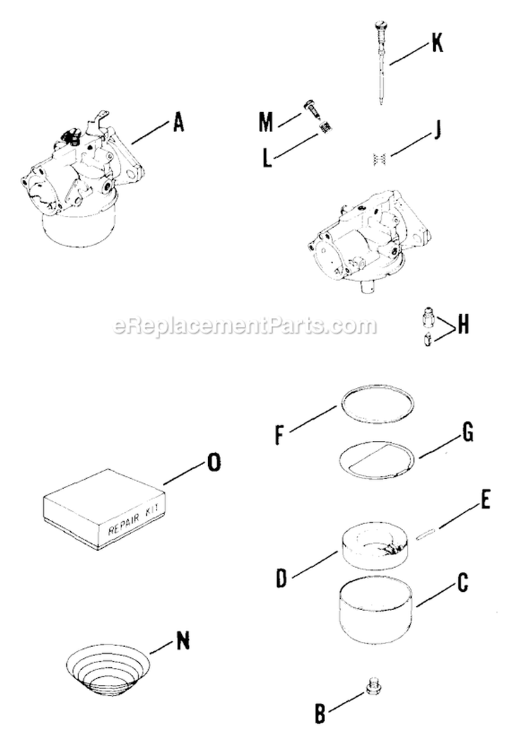 Page G Diagram and Parts List for K161-28661  Kohler Engine