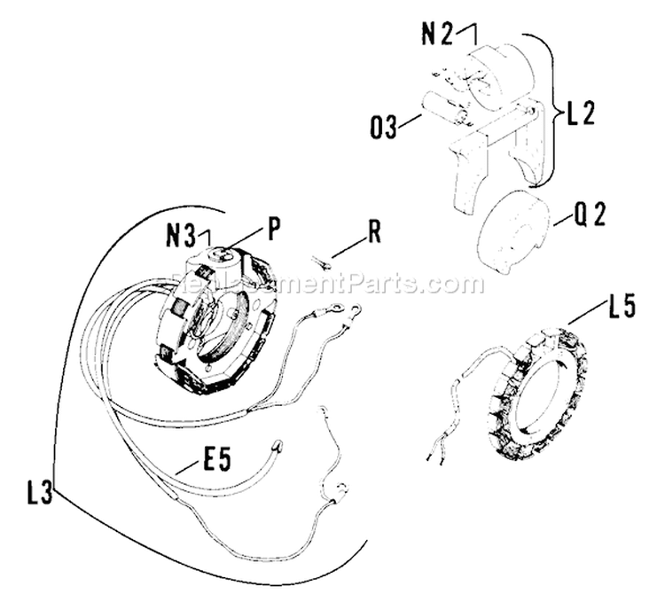 Page Q Diagram and Parts List for K161-28733  Kohler Engine