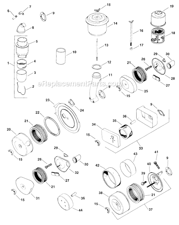 Air_Intake Diagram and Parts List for K181-30795  Kohler Engine