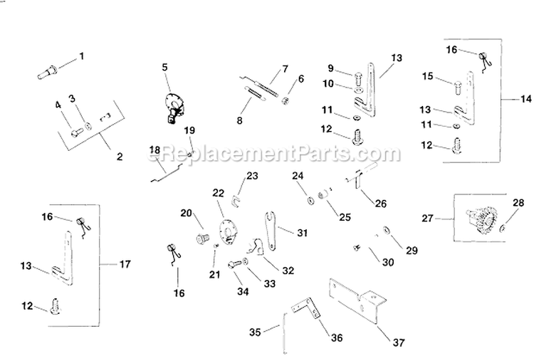Governor Diagram and Parts List for K181-30795  Kohler Engine