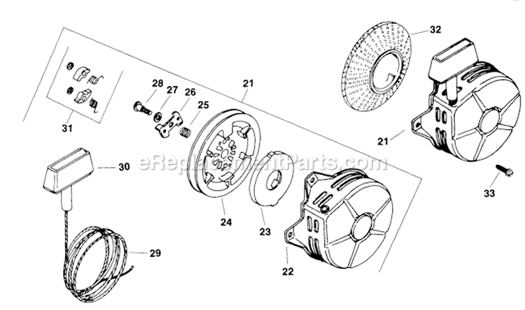 Retractable_Starter_(Cont) Diagram and Parts List for K181-30795  Kohler Engine