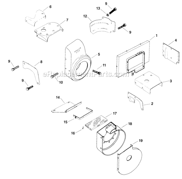 Baffles_And_Shroud Diagram and Parts List for K181-30795  Kohler Engine