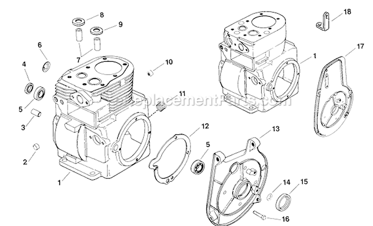 Crankcase Diagram and Parts List for K181-30795  Kohler Engine