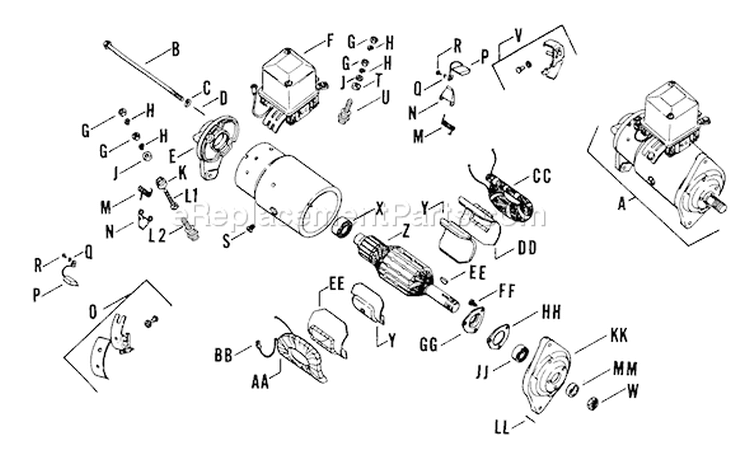 Page U Diagram and Parts List for K241-46322  Kohler Engine