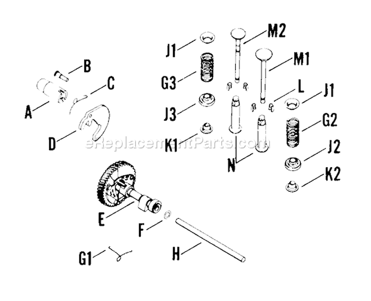 Page H Diagram and Parts List for K241-46322  Kohler Engine