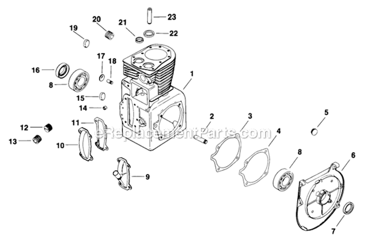 Crankcase Diagram and Parts List for K301-47541  Kohler Engine