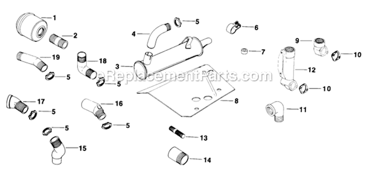 Exhaust Diagram and Parts List for K301-47541  Kohler Engine