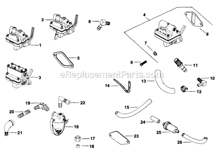 Fuel Pump Diagram and Parts List for K301-47541  Kohler Engine
