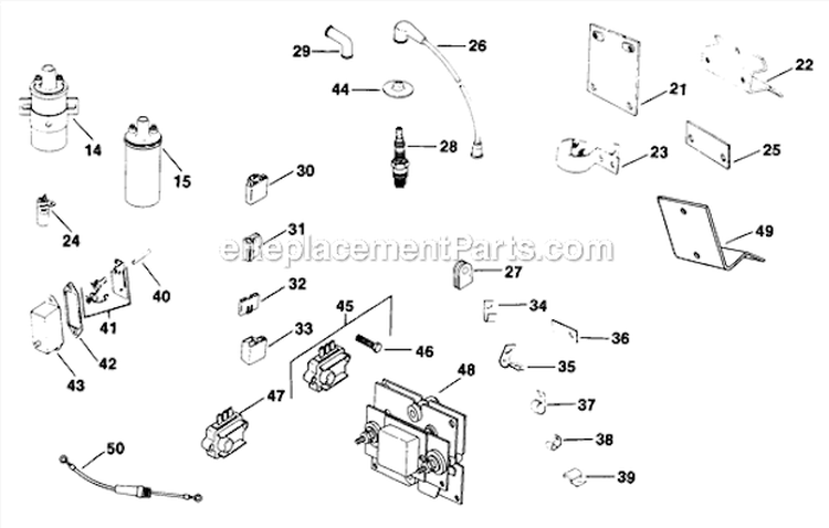 Breaker Ignition (Cont) Diagram and Parts List for K301-47541  Kohler Engine
