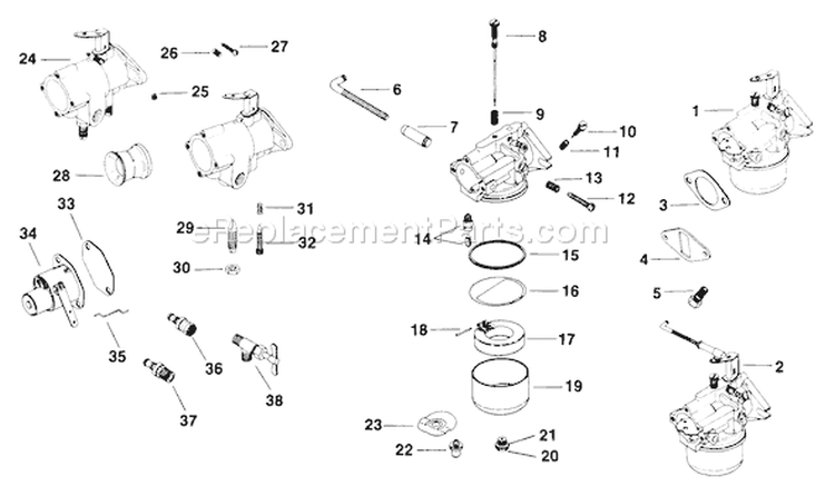 Page H Diagram and Parts List for K301-47830  Kohler Engine