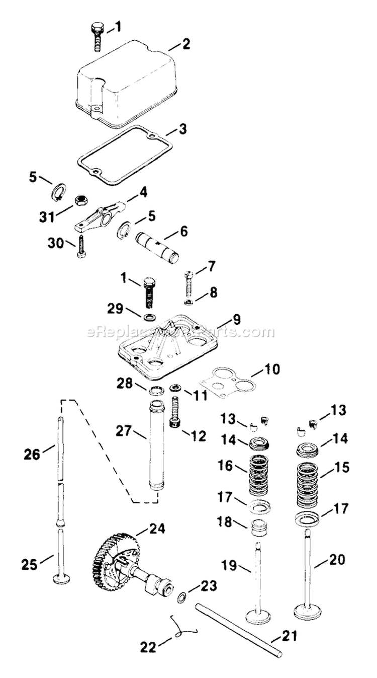 Page D Diagram and Parts List for K361-23100  Kohler Engine