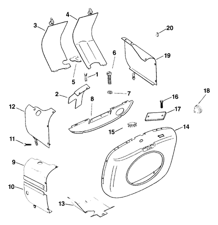 Page B Diagram and Parts List for K582-13174A  Kohler Engine