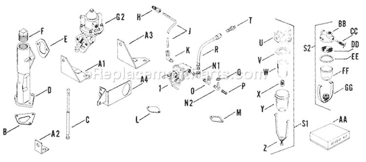 Page U Diagram and Parts List for K660-33110  Kohler Engine