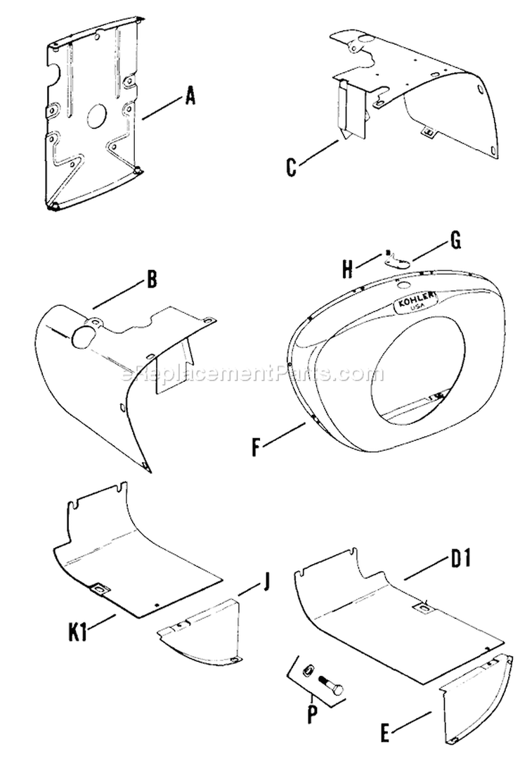 Page B Diagram and Parts List for K660-33110  Kohler Engine